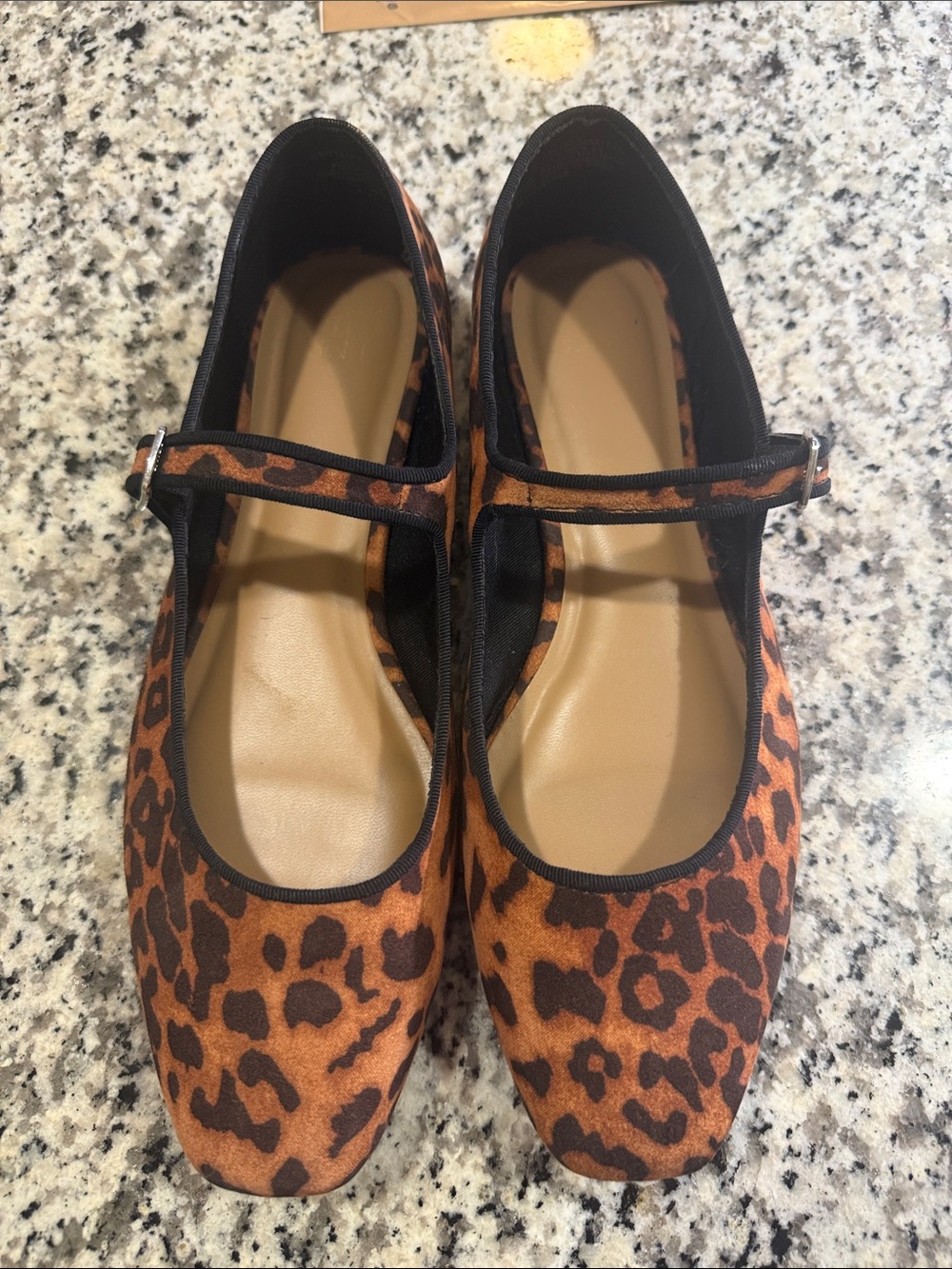 Time and Tru Leopard Print Mary Jane Flats in Brown